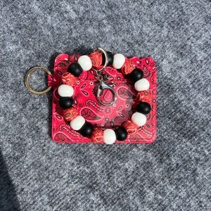 Red bandana wristlet/ wallet set